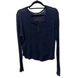 Vince Linen Long Sleeve Top L